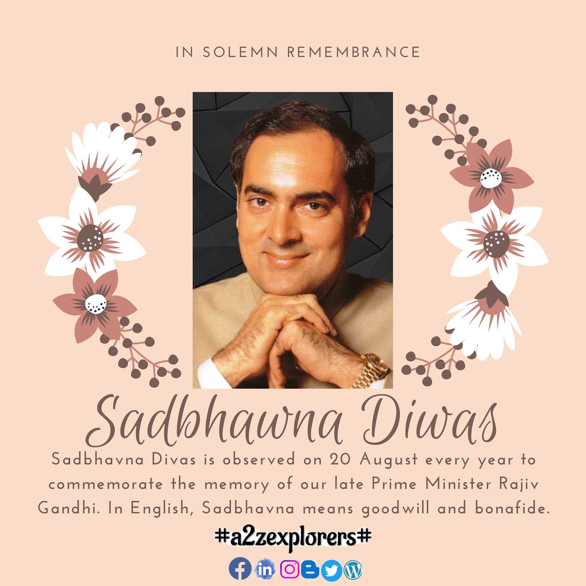 A2zExplorers's tweet image. #SadbhawnaDiwas
#rajivgandhi #commemorate #rememberance #memorialday #formerpresident #india #a2zexplorers