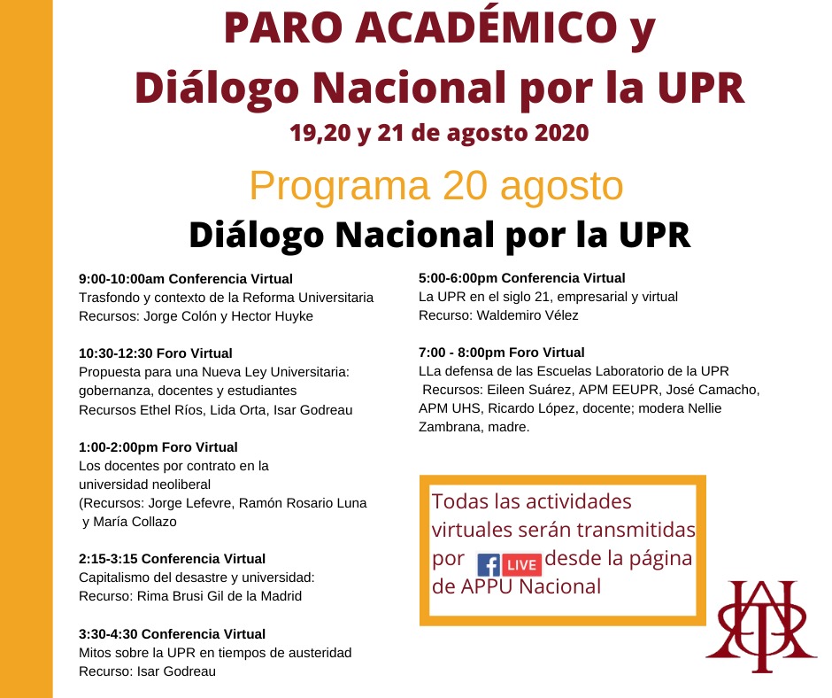 🚨¡HOY! 🚨NO TE LOS PIERDAS 

 #pafueraBUXOyALOMARyPUJOLS #NOalCONTRATOconMICROSOFT #PAROporRETIROupr #paroUPR2020 <a href="/appunacional/">Asoc Profesores Univ</a> @appu_rrp <a href="/AppuCayey/">APPU Cayey</a> <a href="/UPR_Oficial/">Universidad de Puerto Rico - UPR</a> <a href="/ProfAlomar/">Prof. Walter O. Alomar-Jimènez</a>