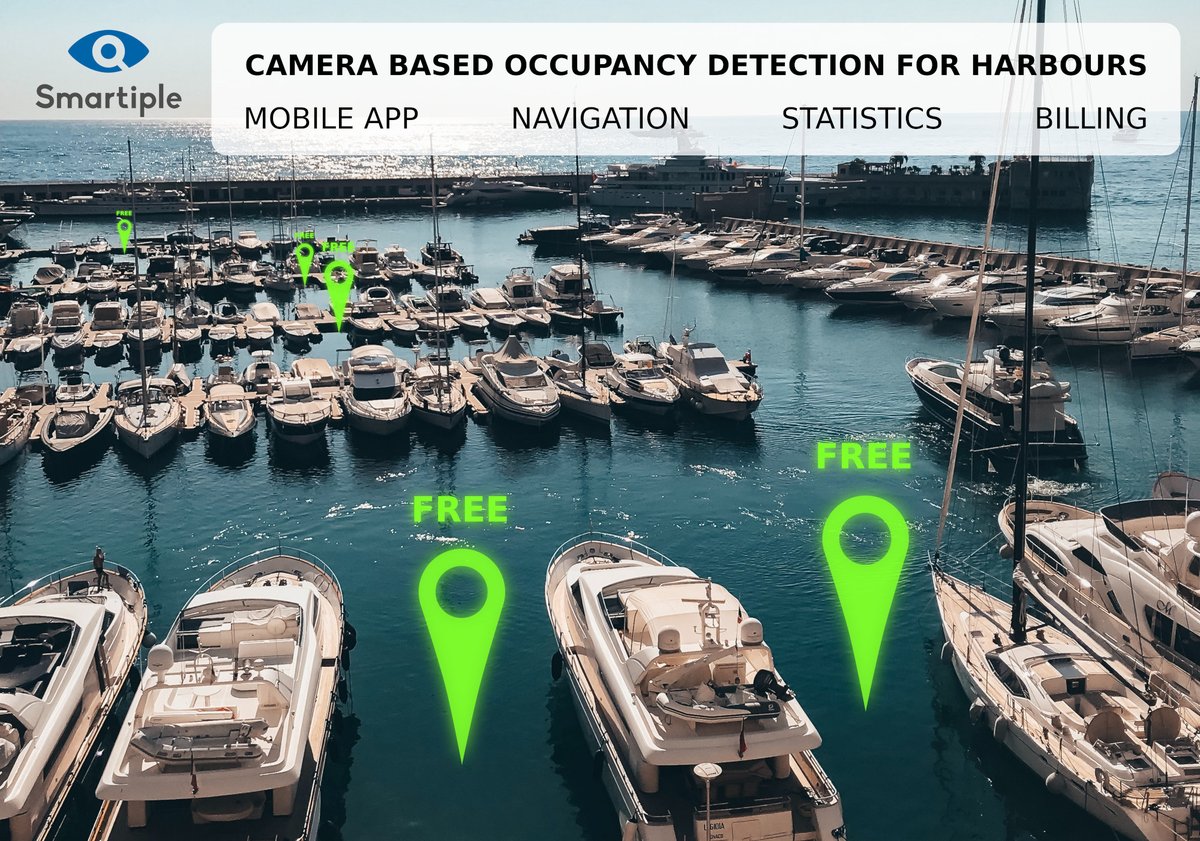 Parkinto - Boat Detection. Our solution helps to navigate boats to a free parking space in the port. A service to help the captain of a ship to park safely and easily in the port. 
Our solution is developed for  port operators to have a comprehensive overview of parking spaces.