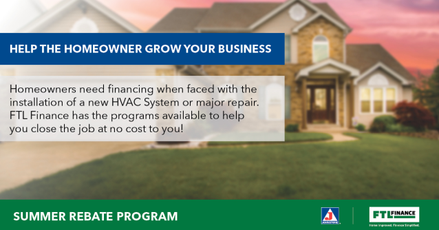 FTL Finance has program available to homeowners who need them for HVAC system installations or major repairs.#JohnstoneHVAC #easy4thecontractor #johnstonesupply #easy4thecontractor bit.ly/34cwcZQ