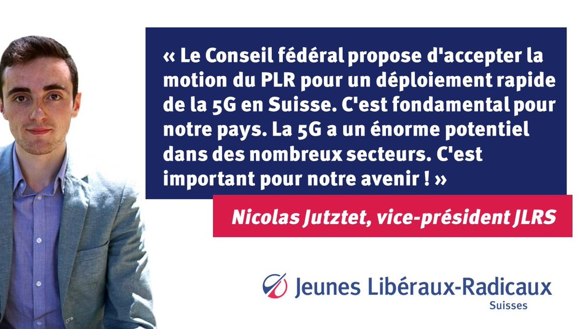 Le Conseil fédéral reconnaît l'importance de la 5G et demande que la motion du groupe parlementaire <a href="/PLR_Suisse/">PLR Suisse</a> pour l'expansion rapide du réseau 5G soit acceptée !  BRAVO ! 👏
