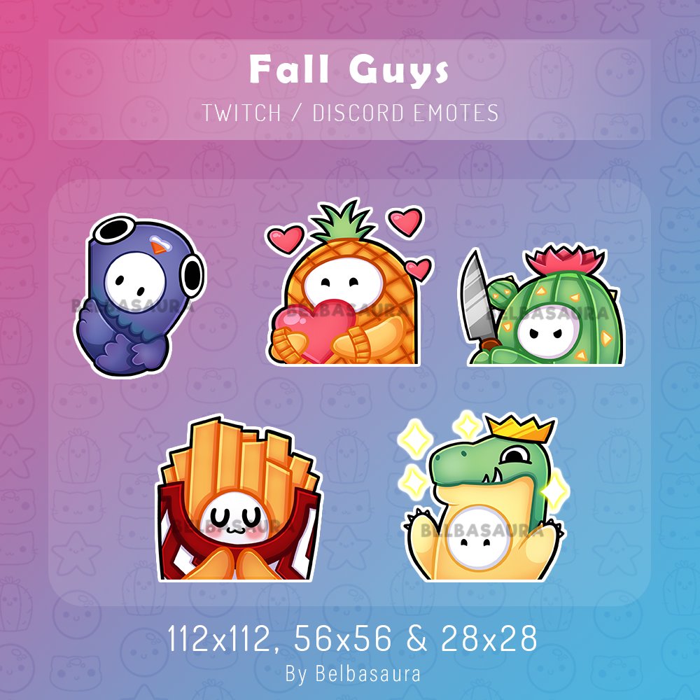 Belbasaura Commissions Closed The World Is A Bit Grim At The Moment So I Want To Spread Some Love To Everyone These Are Free Fall Guys Emotes For Anyone