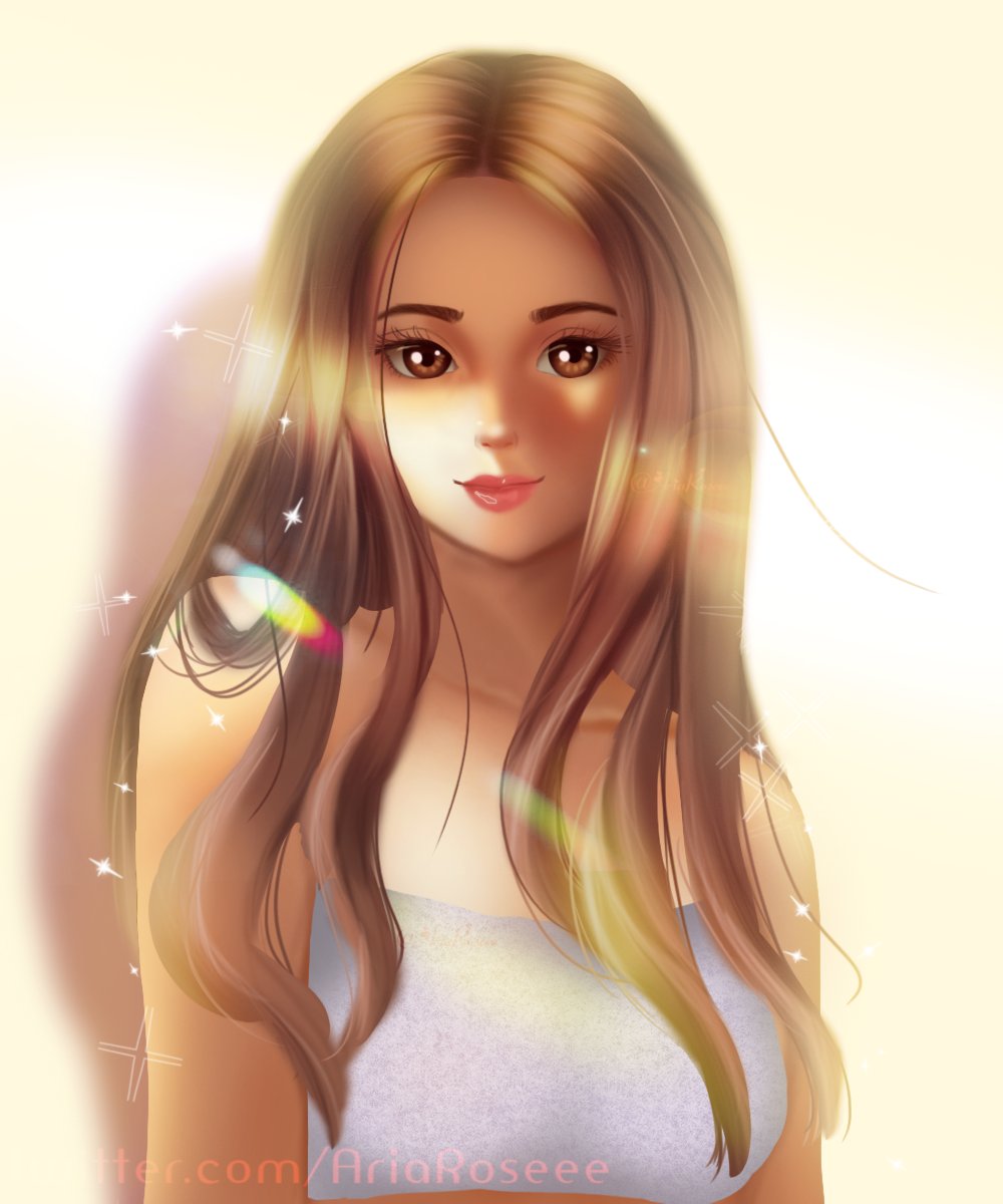 Ariarose Commissions Closed On Twitter Commission For The Beautiful And Lovely Mariaellax Thank You So Much For Commissioning Me I Had A Blast Drawing Her Anime Semirealistic Sunset Digitalart Art Drawing - beautiful brown hair roblox