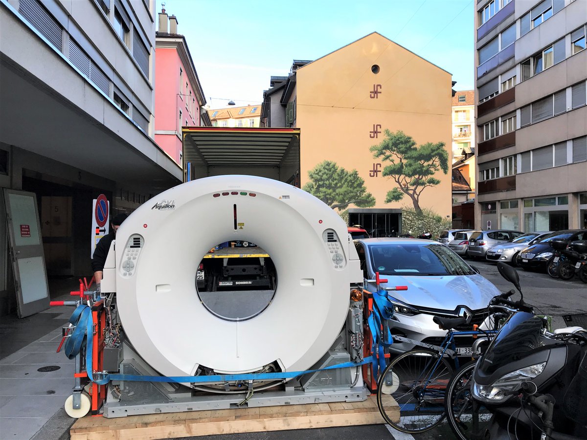LBNMedical's tweet photo. Another challenging, yet successful deinstallation done! 

Removing the Toshiba Aquilion CXL from a hospital in Switzerland was not easy since we had limited space to move the #CTscanner through. 

#teamwork #medicalimaging #medicalequipment https://t.co/ySVv7vw5Fk