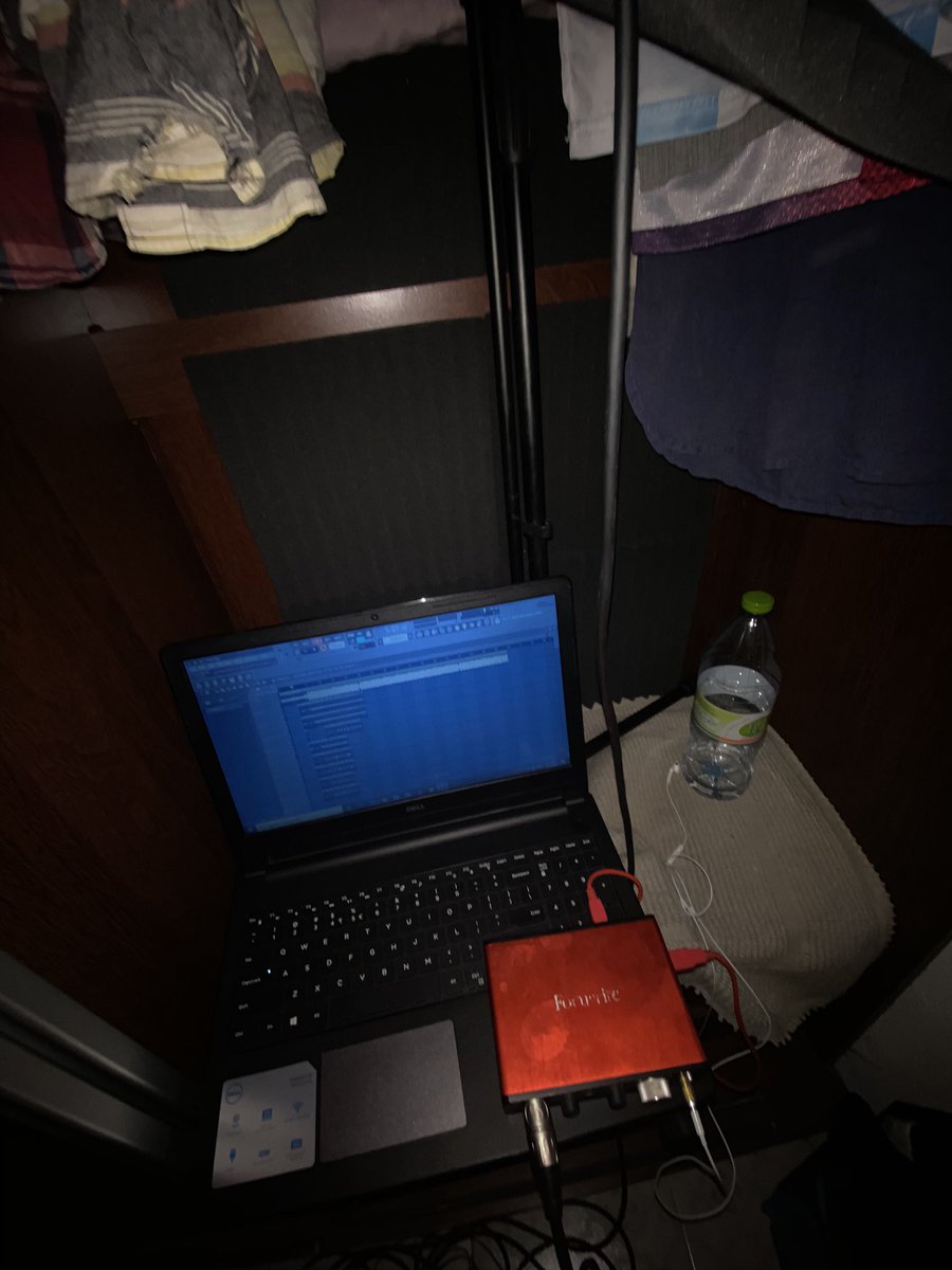 WatersBlueberry's tweet photo. “The beauty is in the struggle”

How we recorded “Mithanuga” album. No studio, no fancy equipment, no mixing and mastering experts. Just a closet in a bed room, a rusty mic, a borrowed laptop and determination 🔥

#mithanugaalbum https://t.co/f1fMiZBkFs