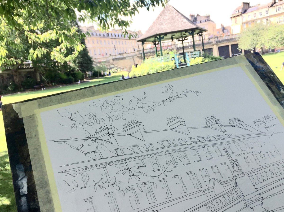 Work in progress, great to be out drawing in Bath, much better light today R:) #bath #paradegardens #drawingaugust