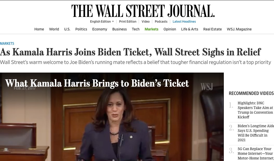 Kamala Harris -- from a policy perspective -- is as conventional a politician as it gets. Wall St, arms manufacturers, neocons & AIPAC are expressly swooning over Biden's choice.Yet CNN & NYT depict her candidacy as subversive & radical. The propagandistic potency is stunning.