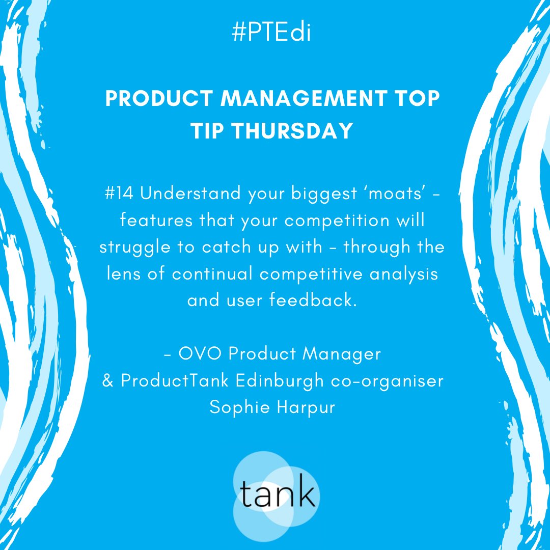 This week's #ProductManagement Top Tip comes from #PTEdi co-organiser and <a href="/OVOEnergy/">OVO</a> PM <a href="/Soph_LWC/">Sophie Harpur</a>. Read more on her recent <a href="/MindtheProduct/">Mind the Product</a> blog post, "4 Ways to Level-up your Product Strategy", below!👇

mindtheproduct.com/4-ways-to-leve…

#prodmgmt #productstrategy #productroadmap