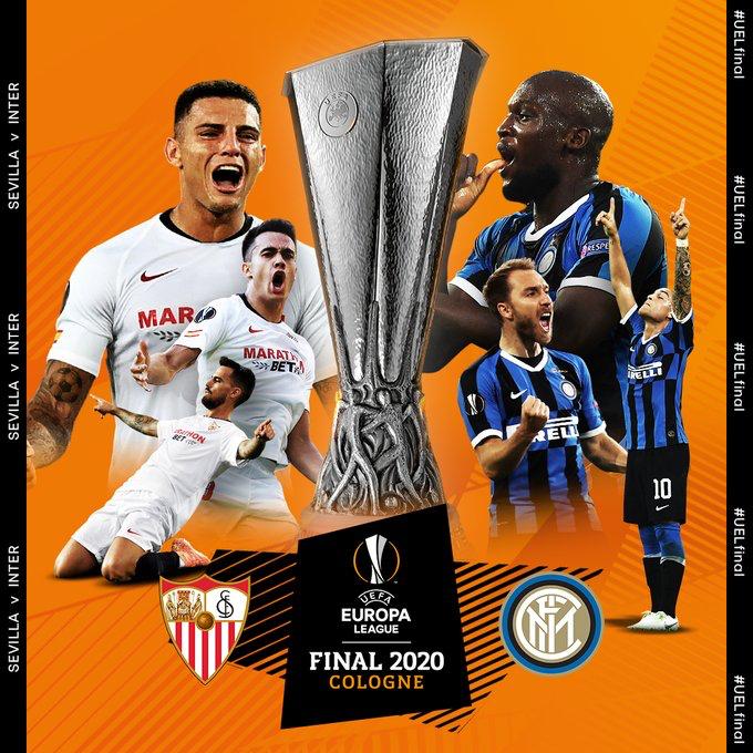 Eze1Tv's tweet photo. 🤩🤩🤩 Who will win the 2020 #UELfinal
Be the first to predict correctly the scoreline between @SevillaFC_ENG vs @Inter_en
HOW TO PREDICT 
1.Follow Handle &amp; Retweet post
2. Predict the scoreline
Winner gets GHC 50.00 airtime of any network of his/her choice.

#eze1tv
#UELfinal https://t.co/NwPTT6Fbnf