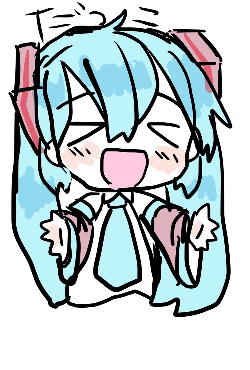 初音ミク 「鼻血なし保存してた!!!!!!!!だっこ!!!!!(指書き) 」|sakiのイラスト