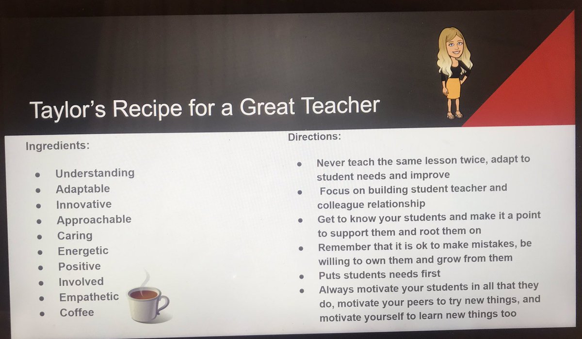 NBC_LeslieErvin's tweet photo. NTO Day 4. Teachers share their recipe for great teachers. @amystellanbc @EmerMatt @DeborahDrokeNB #nbitd https://t.co/MzqhYqwinf