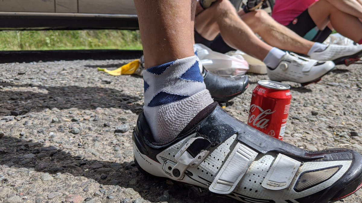 SHallCycling's tweet photo. ..closely followed by a patriotic pair marking his return to Scotland for Kenny! #stuarthallcycling #lejog #lejog2020 #cyclingholidays #cycling https://t.co/OCshNdiSor