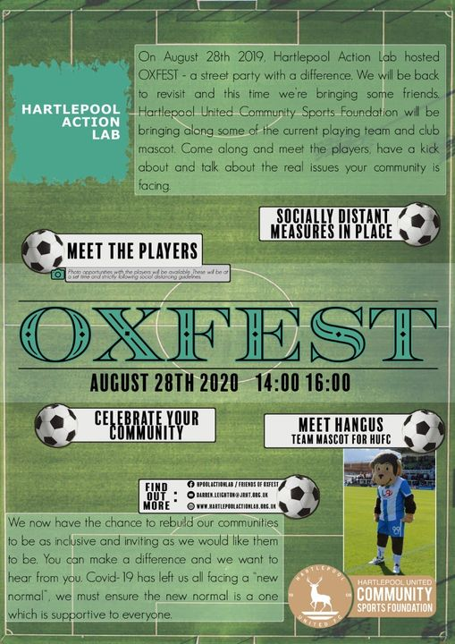 On August 28th 2020 2-4pm we will be revisiting OXFEST, this time we are bringing some friends. Last year we where able to link up people to the support they needed. We were also able to begin talks with the community about what can be done to improve/rebuild the community spirit