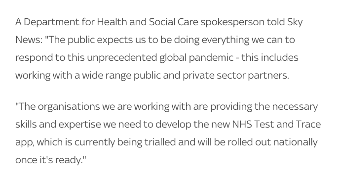 The Department of Health and Social Care defended the contracts. A spokesperson told me