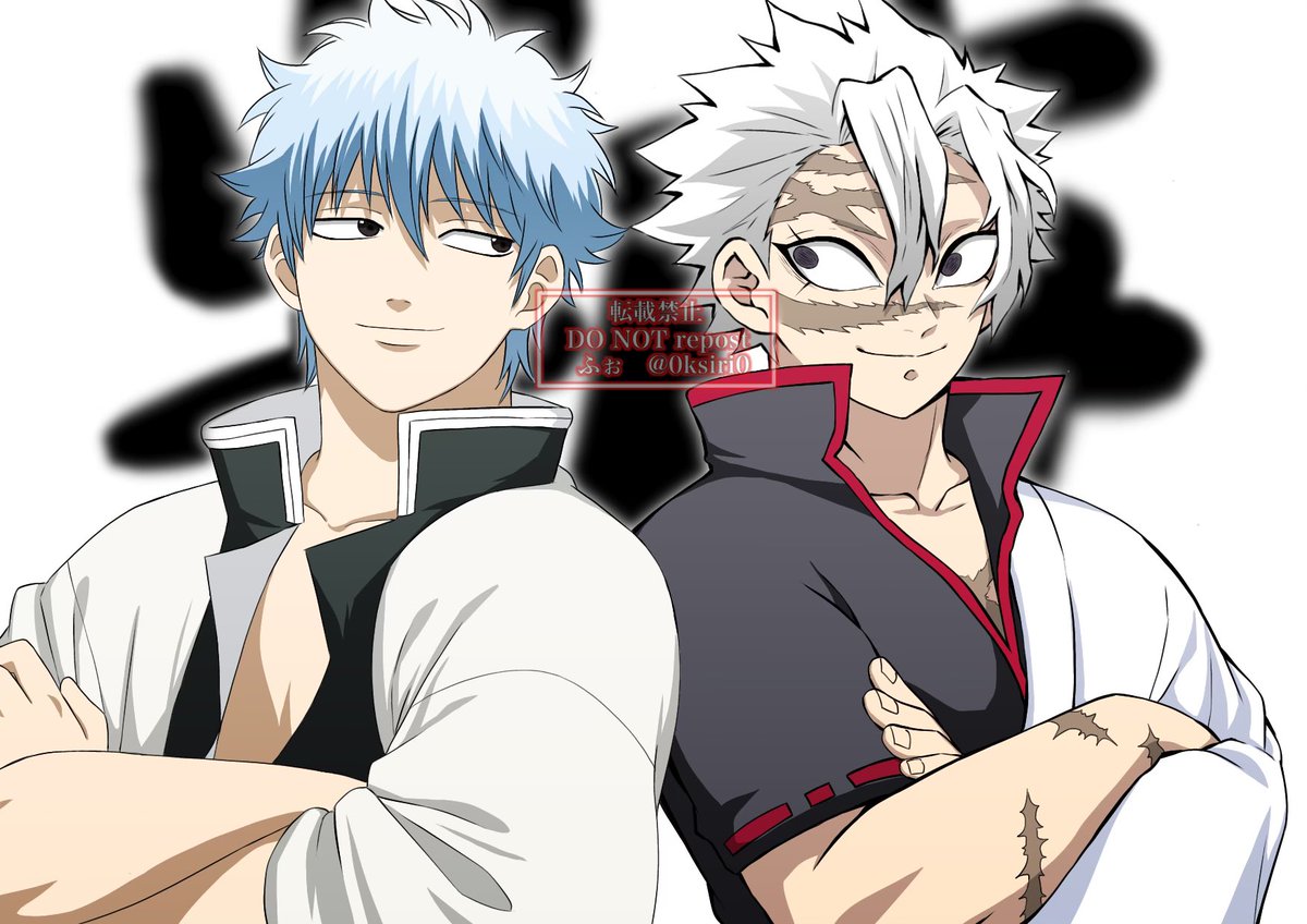 sakata gintoki 2boys multiple boys scar male focus japanese clothes crossed arms scar on face  illustration images