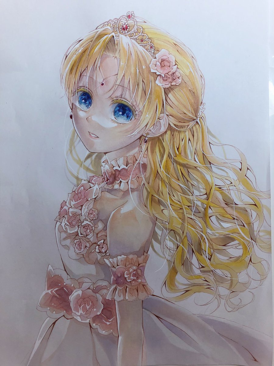 Mana ୭ ˈ 無加工バージョン ある姫ドレスデザインも毎回可愛くて最高なんです 絵師様凄すぎる 大尊敬 コピック Ohuhu ある日お姫様になってしまった件について