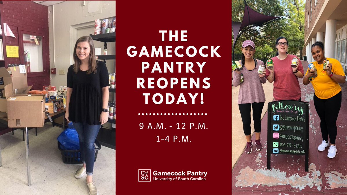 Happy First Day of Class! The @GamecockPantry has reopened on a modified schedule. Please help us spread the word!