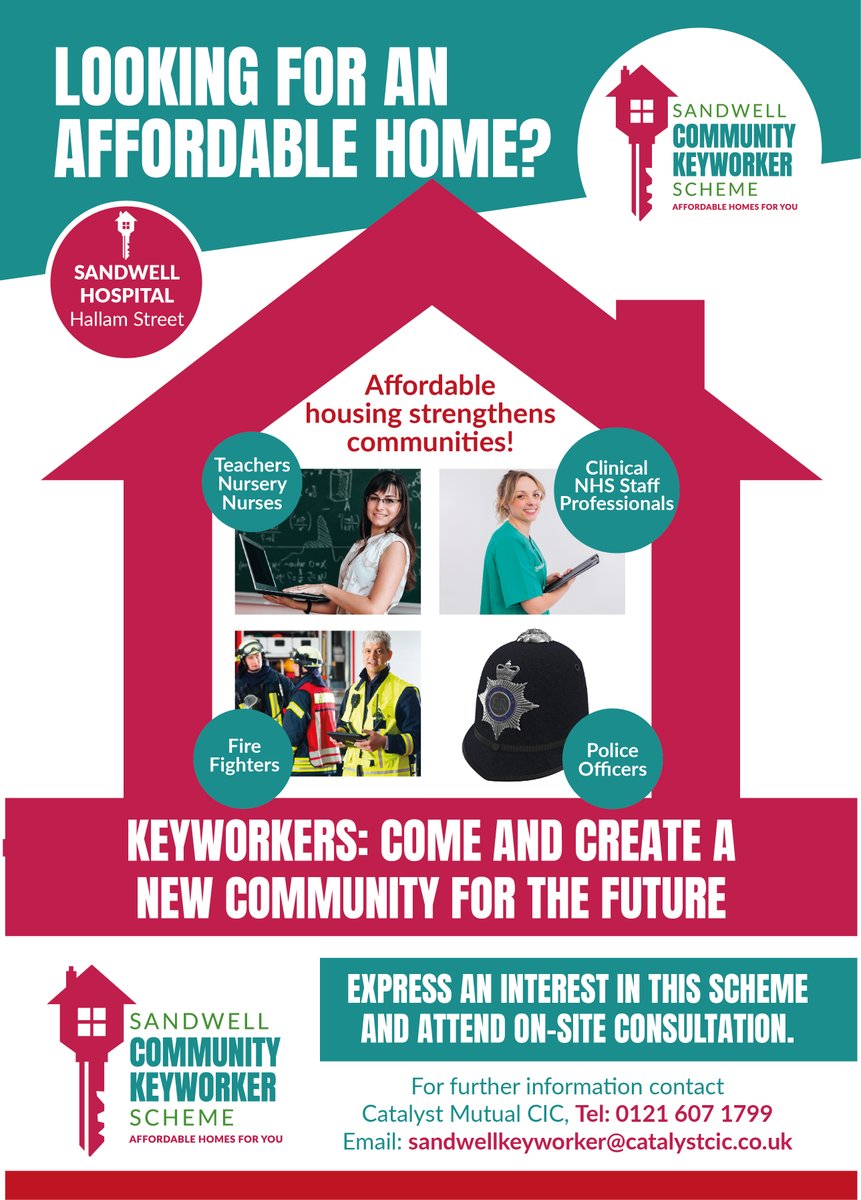 CatalystMutual's tweet photo. AFFORDABLE HOUSING FOR KEYWORKERS!!
 EXPRESS YOUR INTEREST ONLINE: @CatalystMutual Working with Public Sector organisations to support Keyworkers across West Midlands: Sandwell Keyworker Affordable Housing Scheme be part of it!https://t.co/38CvUYE1Uf https://t.co/wxnnIno13z
