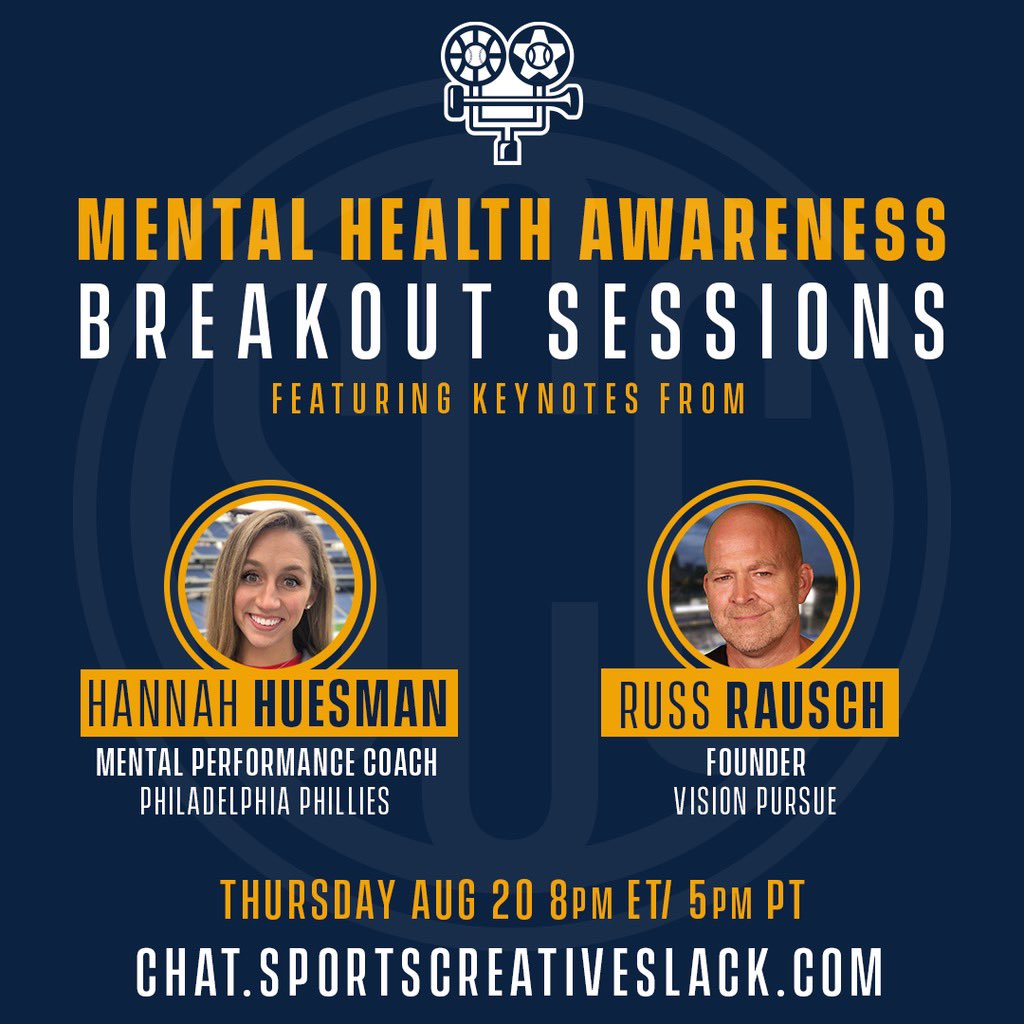 ICYMI join us today for our 2nd Mental Health Awareness Event! We are fortunate to have two great Keynote Speakers, followed by breakout rooms with mental health professionals. We’re here for you. #smsports #sportsbiz