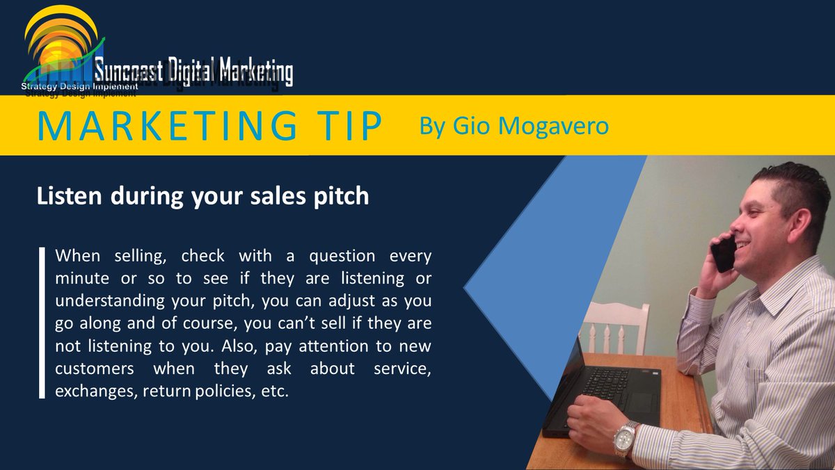 suncoastdigital's tweet photo. Ask questions but dont forget to listen
#seo #digitalmarketing #marketing #socialmediamarketing #socialmediamanager #socialmediamanagement #crm #webdesign #smallbusiness #branding #logo #videoad #business #socialmedia #shoplocal #supportlocal #supportsmallbusiness #localbusine https://t.co/Kj45vOBen4