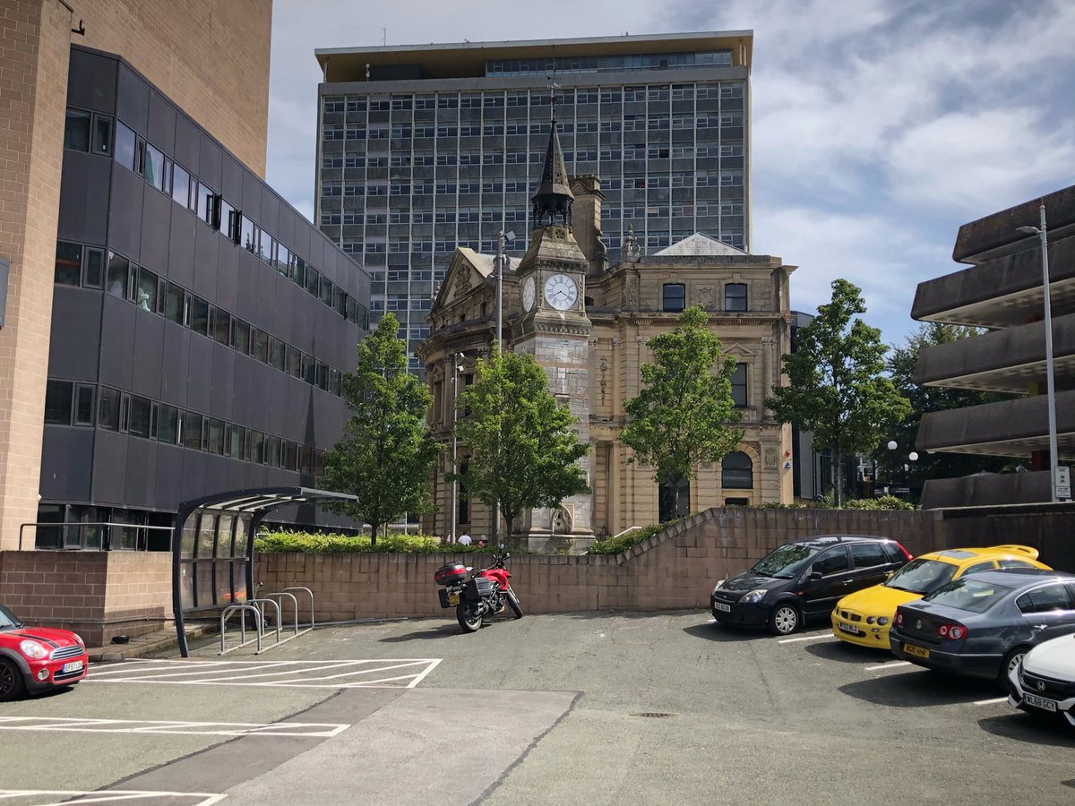 PlymouthShadows's tweet photo. #Shadowsofourpast finally after two years of trying to recapture this image with today’s view, Derry’s Clock tower and Plymouth’s Theatre Royal with the beautiful Civic Centre standing tall behind https://t.co/SWfVvzcxKU