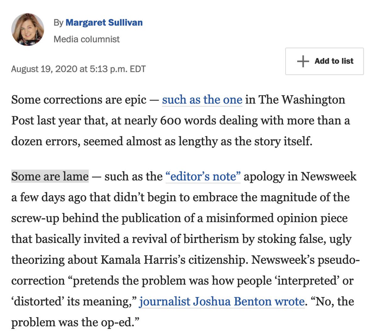 Damn it. Why do media critics like  @Sulliview and  @NPRpubliceditor  @kellymcb get to use "lame" without ever having to respond? "Lame" is ableist, akin to using "gay" or "ghetto" as a perjorative. And yet top media cops at  @NPR  @washingtonpost use it without care.