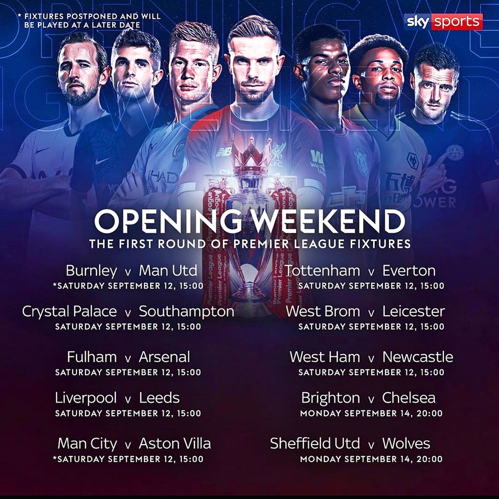 ChingfordHFC's tweet photo. So the opening fixtures for the Premier League 20/21 season have been released! Whoβs your team got? #PremierLeague #ItsBack #OpeningFixtures #CHFC #UpTheChing https://t.co/YB3GmRU19K