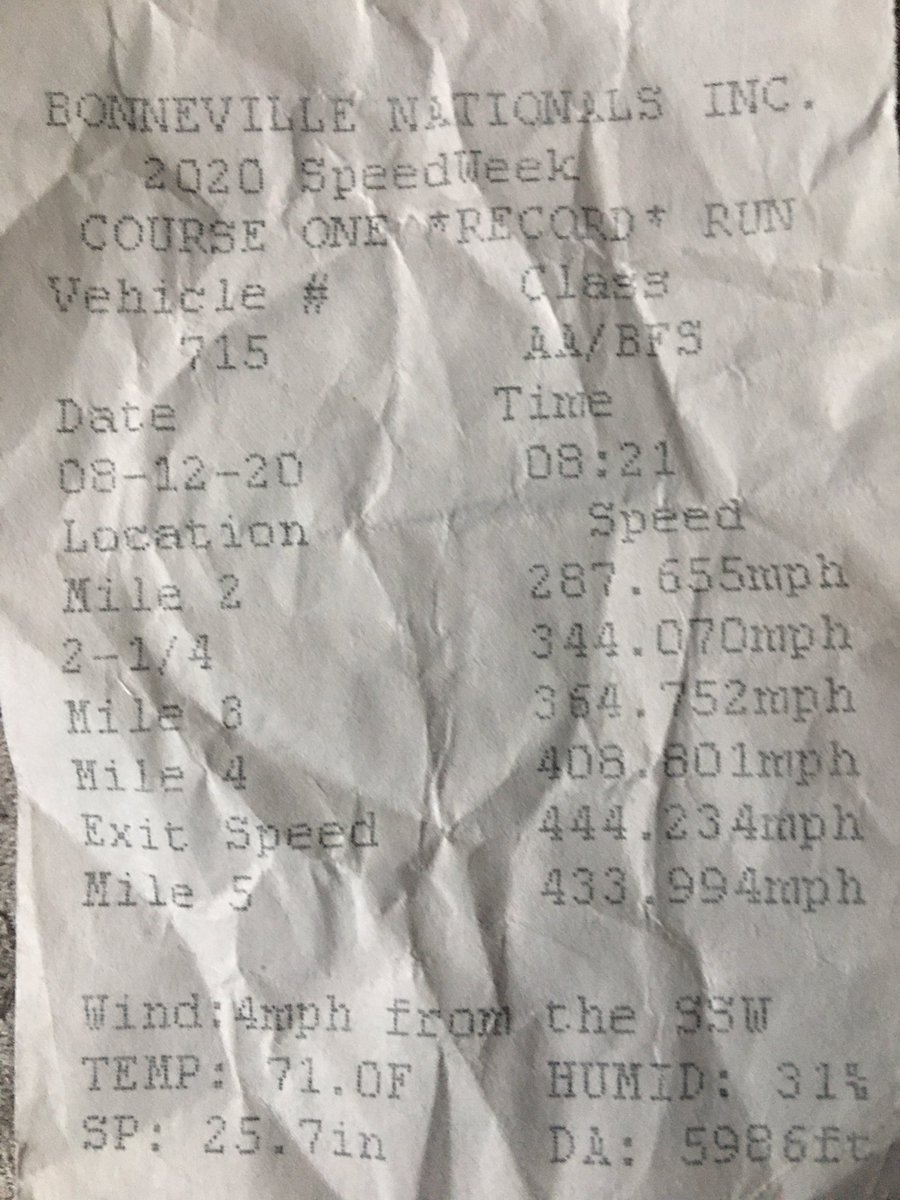 Dixontopfuel's tweet photo. What kind of week did Speed Demon have at Bonneville? Literally threw a 444 mph timeslip away.
#tbt #throwbackthursday #wow #dayum #speeddemon #maxwellindustries #bamf #bonneville #saltflats #speedweek #savethesalt #sendit #senditreallyfast #andtheydid https://t.co/fOPZqDgjxn