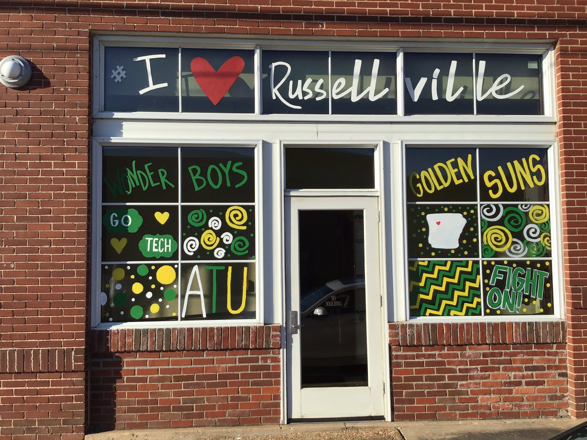 City Hall is decked out for paint the town green and gold! Welcome back ATU students!