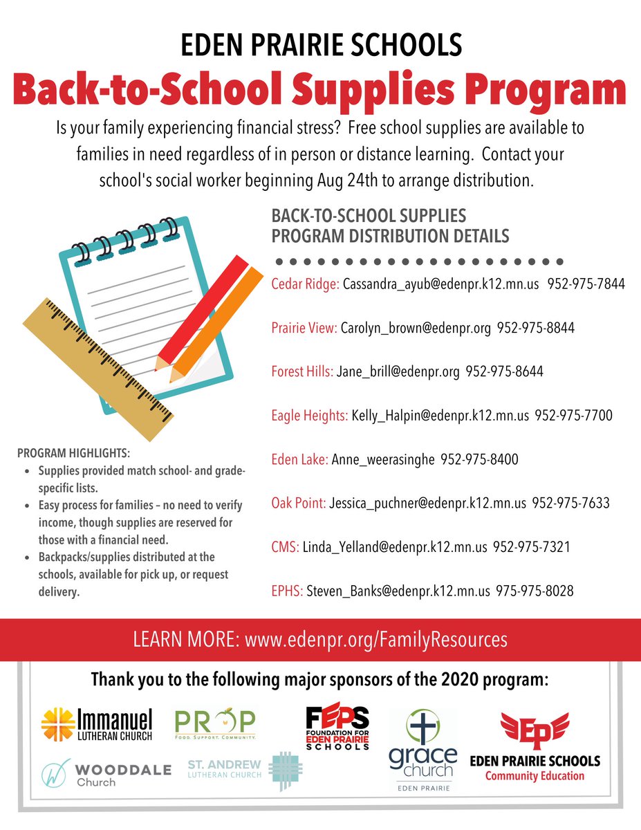 Is your family experiencing financial stress? Free school supplies are available to families in need. ✏️📒📏✂️ Thank you to the generous donors who made this possible.