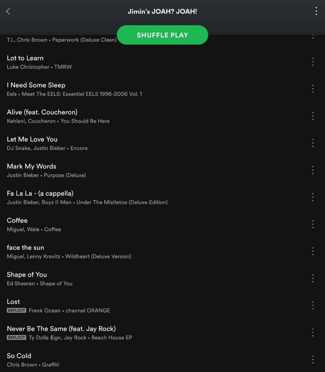 44. Jimin added 'Mark My Words' and 'Fa la la' as his BTS Spotify Playlist