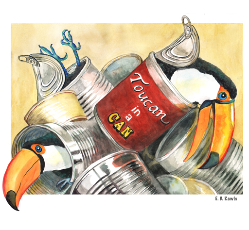Toucan in a can? #birdfun #illustrationart #illustrators #kidlitcommunity #childrensbooks #watercolor #watercolorpainting #scbwi #scbwiillustrators #scbwicarolinas #fun #illustratorsofinstagram🎨 #picturebookmaker