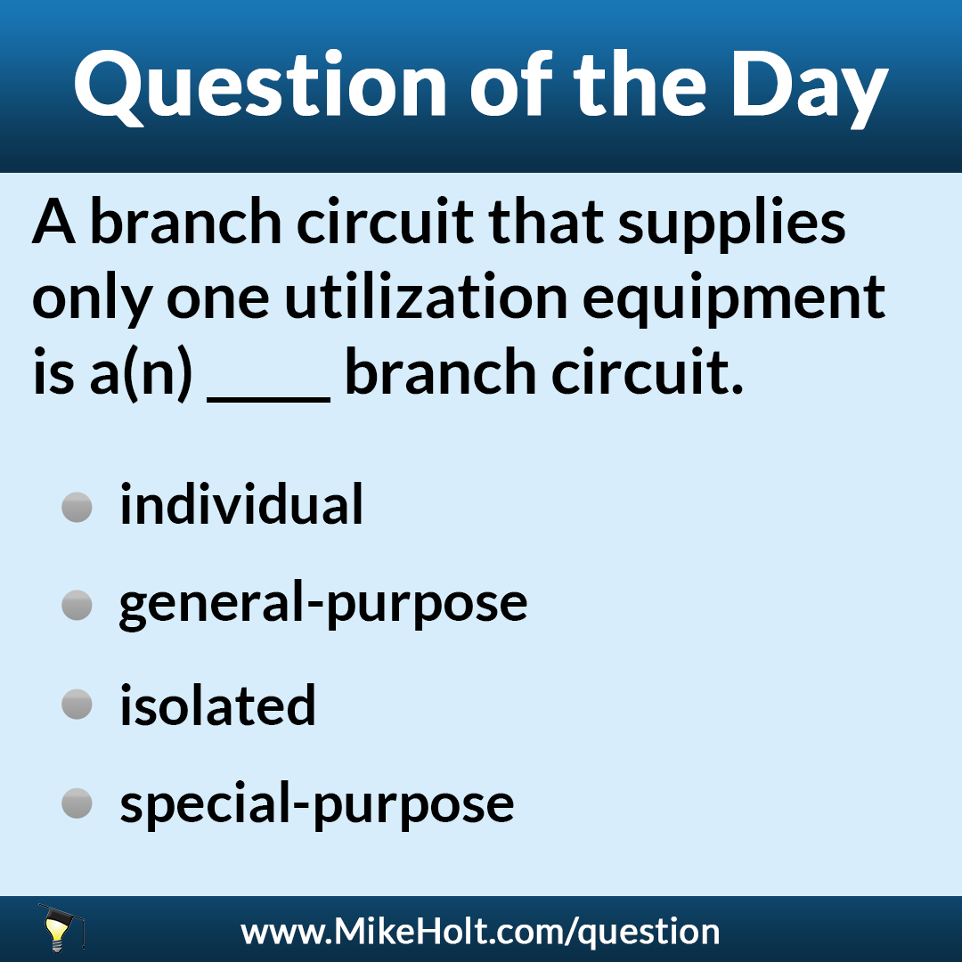 MikeHoltNEC's tweet photo. Check out our daily Code question! Know the answer? Submit it at https://t.co/hrPYhFCwAl.
#CodeQuestion #2020NEC #ElectricalTraining #ElectricalEducation https://t.co/rA2XbKmQkY
