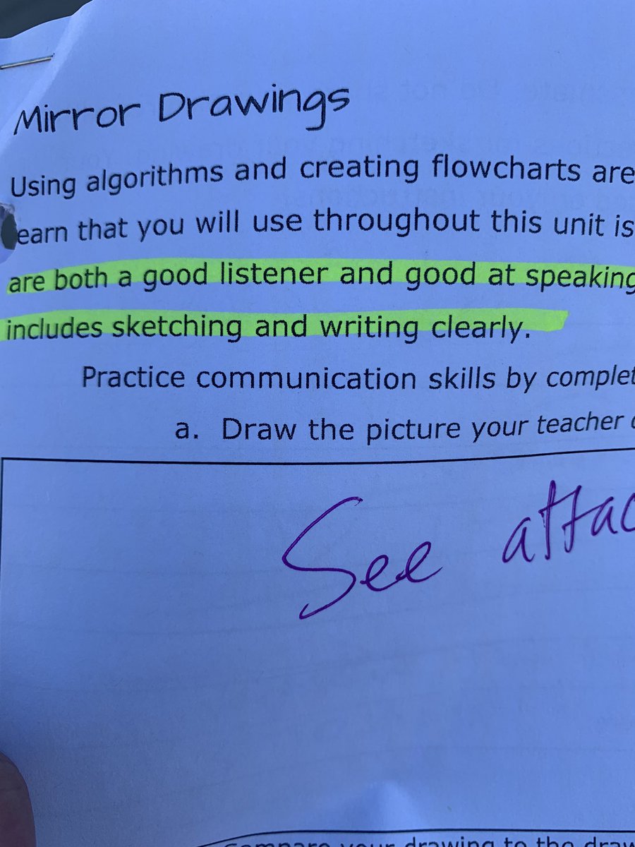 MVJHS_WEAVER's tweet image. Mirror ✍️ Drawings activity. #outsideclassroom @PLTWorg #flowcharts #algorithmicthinking @mvjhsmtvernon