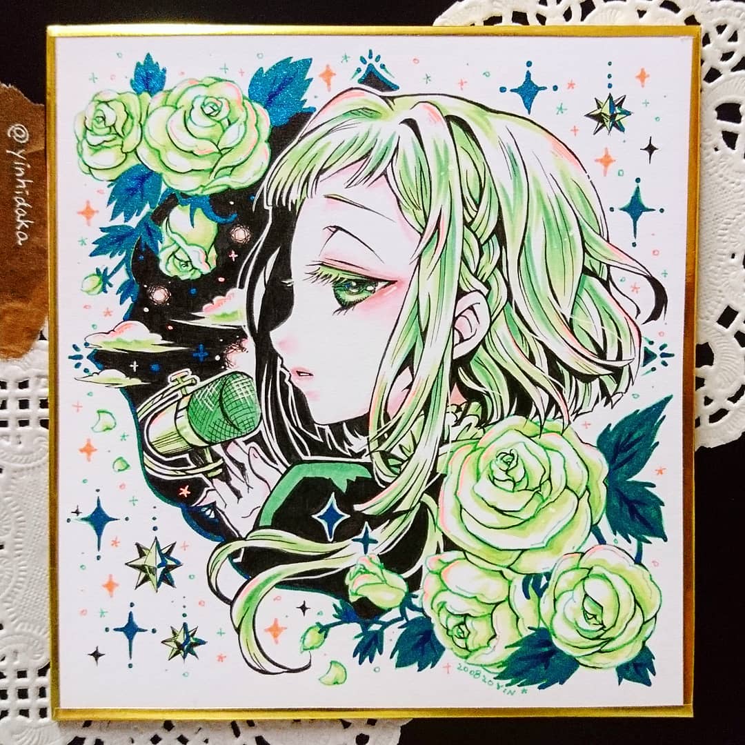 Yinhidaka ラジオの向こう 地縛少年花子くん 地縛少年花子君 七峰桜 手描き お絵かき 插畫 畫畫 イラスト 落書き イラストレーション コピック ハイブリッドデュアルメタリック