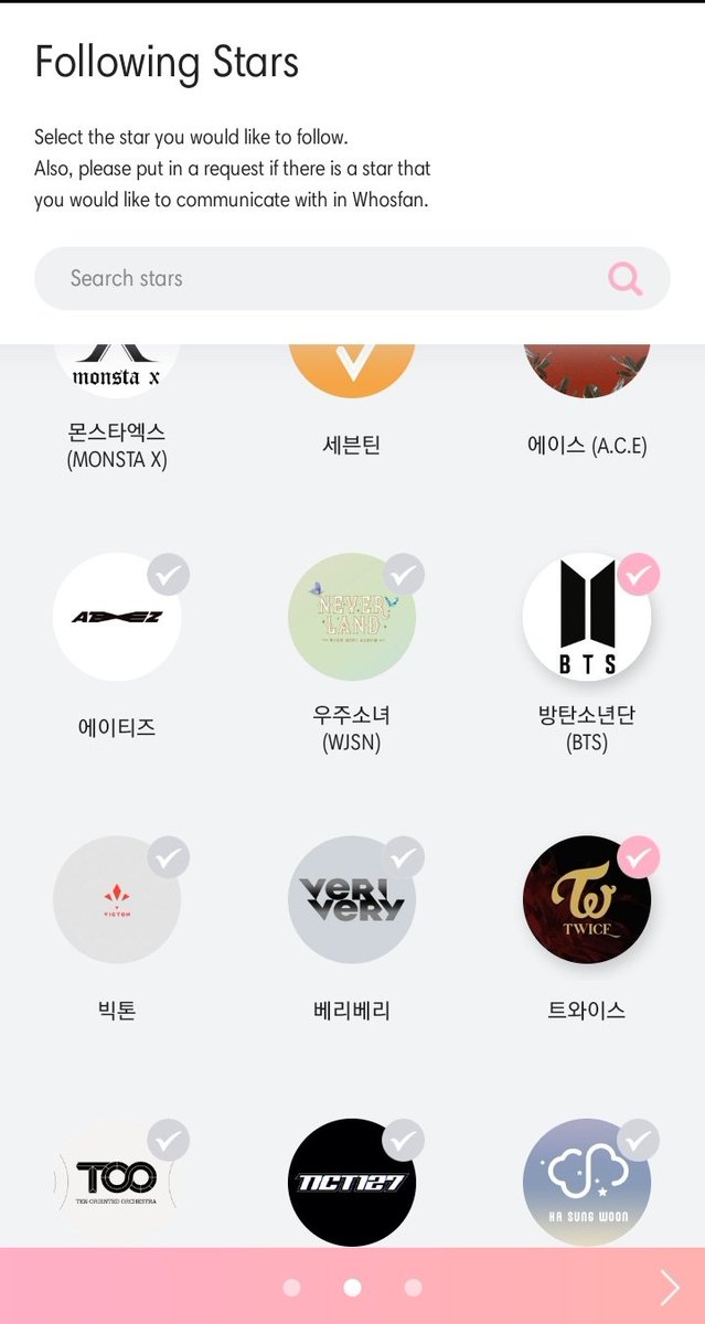 3. WHOSFANWhosfan is app for voting on M Countdown. The winner based on 15% voting. Here is the tutorial :1. Download app on Play Store or App Store (Whosfan)2. Open the app and log in with some choices3. Choose your idol