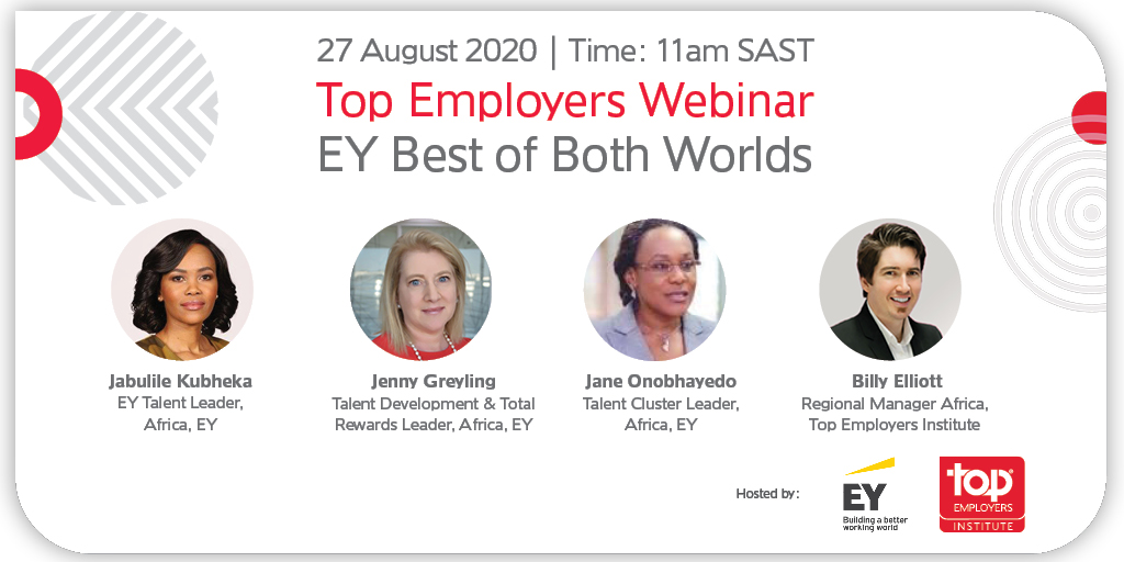 EY, ranked as a Top 10 Top Employer in Africa, actively drives the continuous development of employees. Find out about EY’s innovative learning environment across audit, tax and consulting. Register for this Top Employers Institute webcast here: spr.ly/6011GlNnN