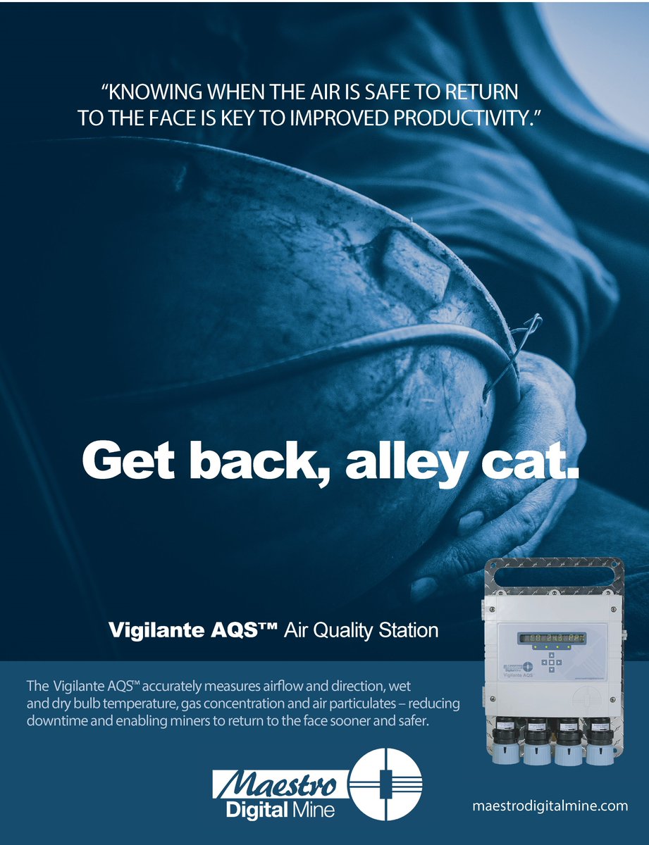 maestro_mine's tweet photo. The Vigilante AQS - Knowing when the air is safe to return to the face is key to improved #productivity.
Learn more at: https://t.co/in7wdyC3Ke
#UndergroundVentilation #IIoT #DigitalMine #UndergroundMining https://t.co/Ivv2jCLMjN