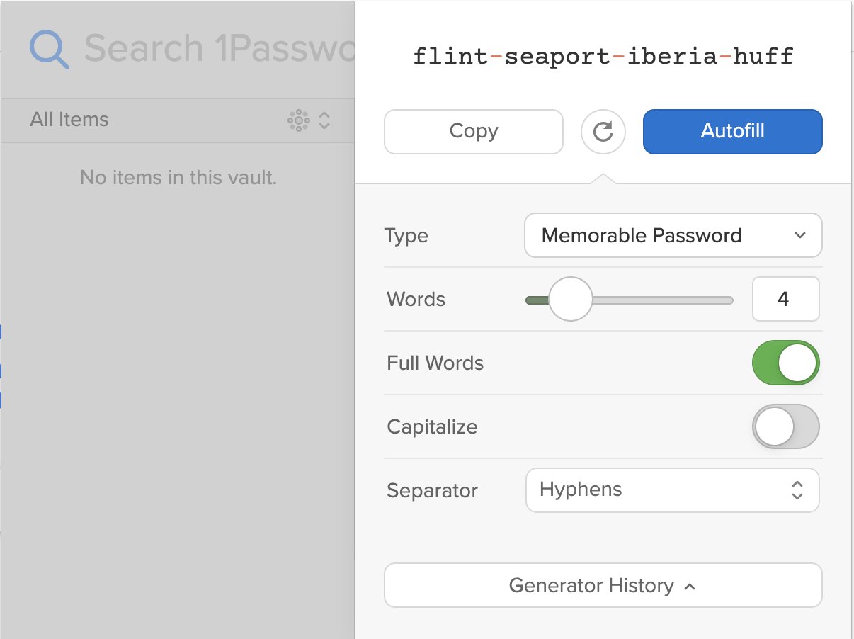 How do you select a different generated password? — 1Password