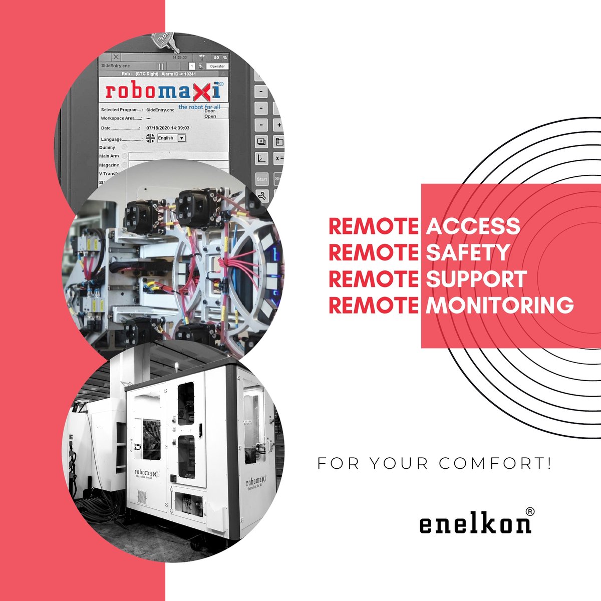 EnelkonIML's tweet image. Operate remotely at any time and from anywhere of your production!  Our robots 🤖  are equipped with controllers that will ease your monitoring and operations💻, assuring safety ✅, and fastness with any WIFI infrastructure.

#automation #enelkon #IMLrobot #etiquetadoenmolde