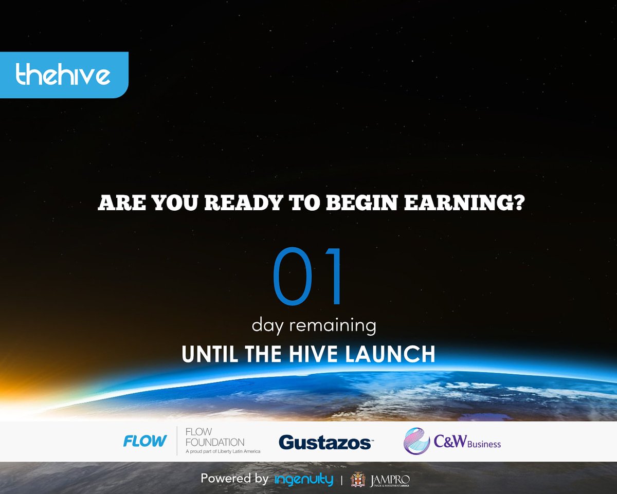 HiveFreelancing's tweet image. 1 more day until the launch of The Hive!
Powered by @IngenuityTec endorsed by @Jamprocorp @theJMEA_
Our partners: C&W Business @GustazosJamaica @flowjamaica #FlowFoundation
@sophiaharrislau @Melarka
#TheHive #ConnectWithTheHive #HiveCommunity
#Tech #TheHiveJamaica #Digital