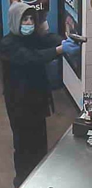 CSPDPIO's tweet image. We need your help identifying this robbery suspect. 

The suspect wears a blue surgical mask, latex gloves, &amp;amp; holds a handgun in his left hand.

The suspect is described as a white male, early-mid 20s, 5’05”, slim build, w/ brown hair &amp;amp; brown eyes. 

Have info? Call 719-444-7000.