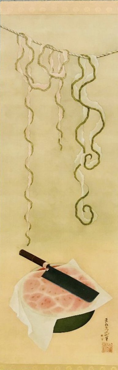 I have nothing to say about these Katsushika Hokusai pictures. I just think they're beautiful. (西瓜図 , 西瓜と包丁 1830s)