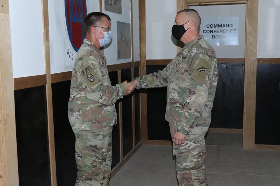 U.S. Army Col. Jon DuBose, the Brigade Surgeon for the @30thabct receives the Legion of Merit and Task Force Spartan Challenge Coin while deployed in the @CENTCOM for @TFSpartan Aug. 20, 2020. The Legion of Merit is one of the U.S. military's most prestigious awards.