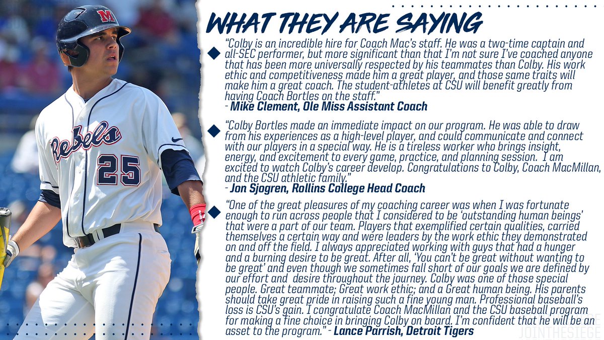 Here's what they are saying about the new @CSUBucsBaseball volunteer coach Colby Bortles

Check out the full story here:
📖: csusports.com/news/2020/8/17…