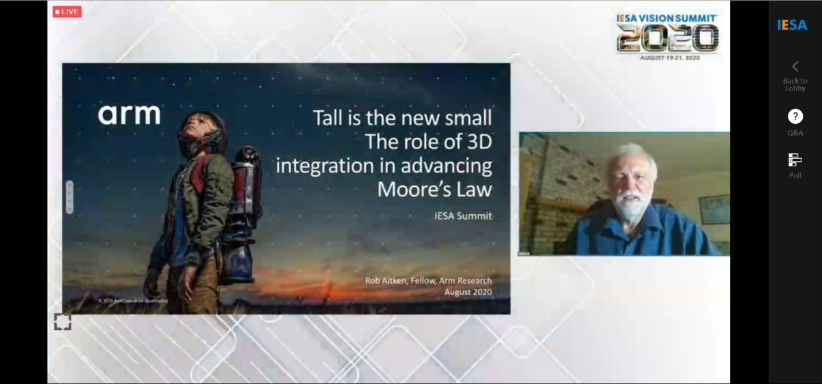 iesaonline's tweet photo. Dr. Rob Aitkins Fellow &amp; Director of Technology, @Arm
delved on the role of #3D integration in advancing Moore's Law at the IP Vision Talk at IESA #VisionSummit2020
#Innovation #EmergingTechnologies #Electronics #Semiconductor #IntelligentElectronics #SemiconductorIndustry https://t.co/Izcg7LOtAY