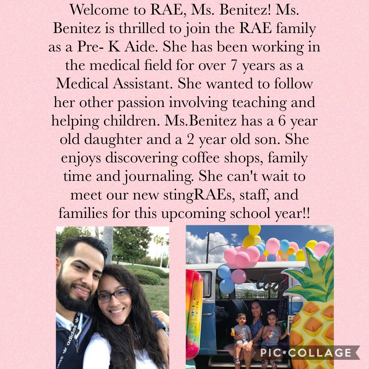 Aloha StingRAE Ohana! Let’s welcome our new to RAE family members <a href="/RAEinKaty/">Alexander Elementary</a> to our gRAEt community. Please welcome Ms. Benitez. #raeinkaty #katyisd