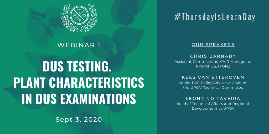 CIOPORA_IP's tweet photo. The first in the new series, the #ThursdayIsLearnDay #webinar on Sept 3 will deal with DUS testing, #plant characteristics and their usefulness for the DUS decision. Webinar savings are available! Register and learn more from our expert speakers: https://t.co/vMFuQgVTeQ @UPOVint https://t.co/ZrPPrdsMRg