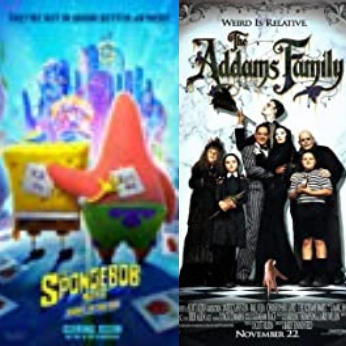 portelmsley's tweet photo. Aug 20-24: SPONGEBOB MOVIE (2020-PG) with THE ADDAMS FAMILY (1991-PG). Open 7:20, Show 8:20.  Tickets available at box office only. https://t.co/8GXFi7d7JR