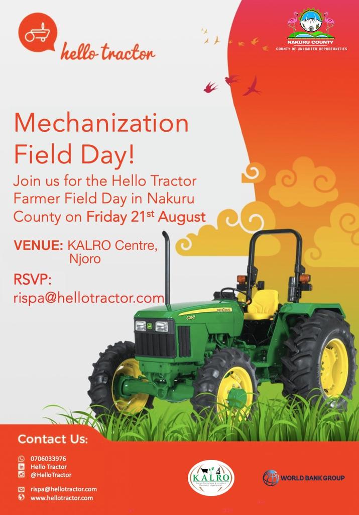 ImmaculateMaina's tweet image. Save the date. Welcome. Let&apos;s talk and learn #Mechanization @NakuruAgriCall @NarigpC @KALRONjoro @kalromkulima @NakuruCountyGov @GovLeeKinyanjui